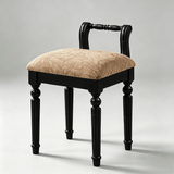 Vintage Hand-Carved Solid Wood Vanity Chair - European Style Accent Stool - StoolTopia