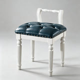 Vintage Hand-Carved Solid Wood Vanity Chair - European Style Accent Stool - StoolTopia