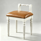 Vintage Hand-Carved Solid Wood Vanity Chair - European Style Accent Stool - StoolTopia