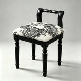 Vintage Hand-Carved Solid Wood Vanity Chair - European Style Accent Stool - StoolTopia