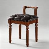 Vintage Hand-Carved Solid Wood Vanity Chair - European Style Accent Stool - StoolTopia