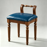 Vintage Hand-Carved Solid Wood Vanity Chair - European Style Accent Stool - StoolTopia