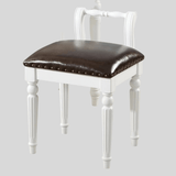 Vintage Hand - Carved Solid Wood Vanity Chair - European Style Accent Stool - StoolTopia