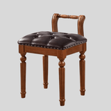 Vintage Hand - Carved Solid Wood Vanity Chair - European Style Accent Stool - StoolTopia