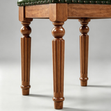 Vintage Hand-Carved Solid Wood Vanity Chair - European Style Accent Stool