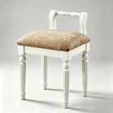 Vintage Hand-Carved Solid Wood Vanity Chair - European Style Accent Stool - StoolTopia