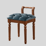 Vintage Hand - Carved Solid Wood Vanity Chair - European Style Accent Stool - StoolTopia