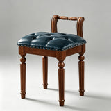 Vintage Hand-Carved Solid Wood Vanity Chair - European Style Accent Stool - StoolTopia