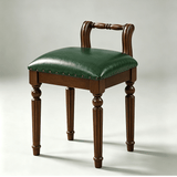 Vintage Hand-Carved Solid Wood Vanity Chair - European Style Accent Stool - StoolTopia