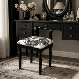 Vintage Hand-Carved Solid Wood Vanity Chair - European Style Accent Stool - StoolTopia