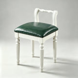 Vintage Hand-Carved Solid Wood Vanity Chair - European Style Accent Stool - StoolTopia