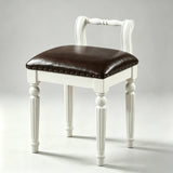 Vintage Hand-Carved Solid Wood Vanity Chair - European Style Accent Stool - StoolTopia
