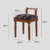 Vintage Hand - Carved Solid Wood Vanity Chair - European Style Accent Stool - StoolTopia