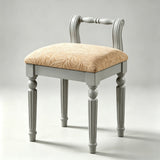 Vintage Hand-Carved Solid Wood Vanity Chair - European Style Accent Stool - StoolTopia