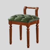 Vintage Hand - Carved Solid Wood Vanity Chair - European Style Accent Stool - StoolTopia
