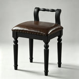 Vintage Hand-Carved Solid Wood Vanity Chair - European Style Accent Stool - StoolTopia