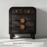 Vintage-Inspired Black Wood Storage Cabinet Series with Textured Metal Accents - StoolTopia