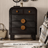 Vintage - Inspired Black Wood Storage Cabinet Series with Textured Metal Accents - StoolTopia