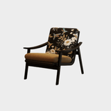 Vintage - Inspired Floral Lounge Chair with Solid Wood Frame - StoolTopia