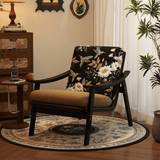 Vintage - Inspired Floral Lounge Chair with Solid Wood Frame - StoolTopia