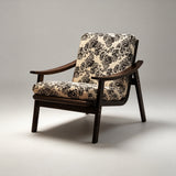 Vintage-Inspired Floral Lounge Chair with Solid Wood Frame - StoolTopia