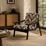 Vintage-Inspired Floral Lounge Chair with Solid Wood Frame - StoolTopia