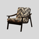 Vintage - Inspired Floral Lounge Chair with Solid Wood Frame - StoolTopia