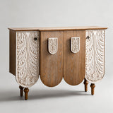Vintage Leaf Carved Entryway Cabinet – 125cm - StoolTopia