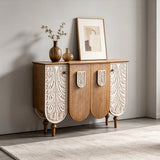 Vintage Leaf Carved Entryway Cabinet – 125cm - StoolTopia