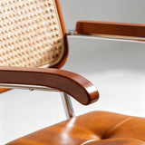 Vintage Leather & Chrome Office Chair – Adjustable Height & Armrests - StoolTopia