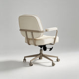 Vintage Leather Swivel Office Chair – Adjustable Height, 360° Rotation - StoolTopia