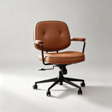 Vintage Leather Swivel Office Chair – Adjustable Height, 360° Rotation - StoolTopia