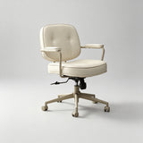 Vintage Leather Swivel Office Chair – Adjustable Height, 360° Rotation - StoolTopia