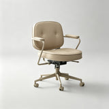 Vintage Leather Swivel Office Chair – Adjustable Height, 360° Rotation - StoolTopia
