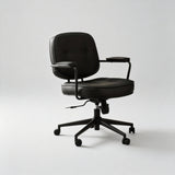 Vintage Leather Swivel Office Chair – Adjustable Height, 360° Rotation - StoolTopia