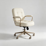 Vintage Leather Swivel Office Chair – Adjustable Height, 360° Rotation - StoolTopia