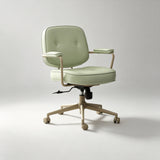 Vintage Leather Swivel Office Chair – Adjustable Height, 360° Rotation - StoolTopia