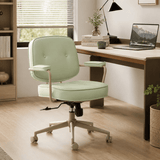 Vintage Leather Swivel Office Chair – Adjustable Height, 360° Rotation - StoolTopia