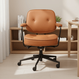 Vintage Leather Swivel Office Chair - Adjustable Height with 360° Rotation - StoolTopia