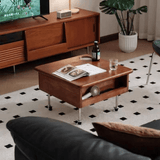 Vintage Lift - Top Solid Wood Coffee Table with Storage & Wheels - StoolTopia