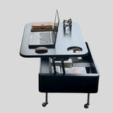 Vintage Lift - Top Solid Wood Coffee Table with Storage & Wheels - StoolTopia