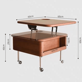 Vintage Lift - Top Solid Wood Coffee Table with Storage & Wheels - StoolTopia