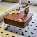 Vintage Lift - Top Solid Wood Coffee Table with Storage & Wheels - StoolTopia