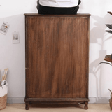 Vintage Mediterranean Ceramic Tile Drawer Cabinet – Handcrafted Solid Wood Storage Chest - StoolTopia