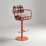 Vintage Plaid Adjustable Swivel Bar Stool with Armrests | STOOLTOPIA - StoolTopia