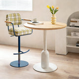 Vintage Plaid Adjustable Swivel Bar Stool with Armrests | STOOLTOPIA - StoolTopia