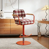 Vintage Plaid Adjustable Swivel Bar Stool with Armrests | STOOLTOPIA - StoolTopia