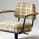 Vintage Plaid Adjustable Swivel Bar Stool with Armrests | STOOLTOPIA - StoolTopia