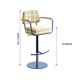 Vintage Plaid Adjustable Swivel Bar Stool with Armrests | STOOLTOPIA - StoolTopia