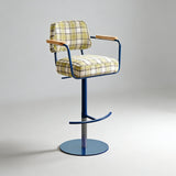 Vintage Plaid Adjustable Swivel Bar Stool with Armrests | STOOLTOPIA - StoolTopia